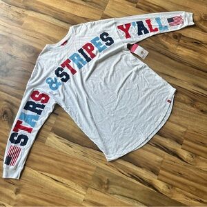 White Long Sleeve Stars & Stripes Tee